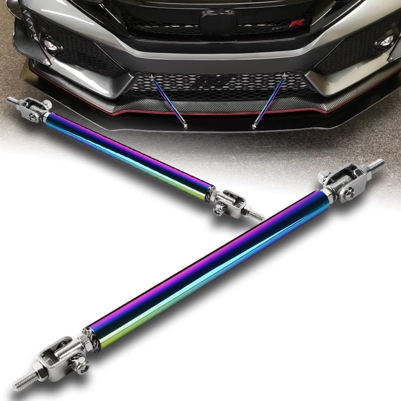 HK5 EPARTS 2PC Universal Adjustable 7"-9" (100MM) / 8"-11" (150MM) / 10"-13" (200MM) Bumper Support Splitter Spoiler Lip Strut Rod Tie Bar (150mm/Neo Chrome) - Image 2